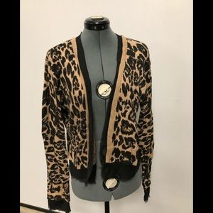 INC Leopard vintage cardigan long sleeves